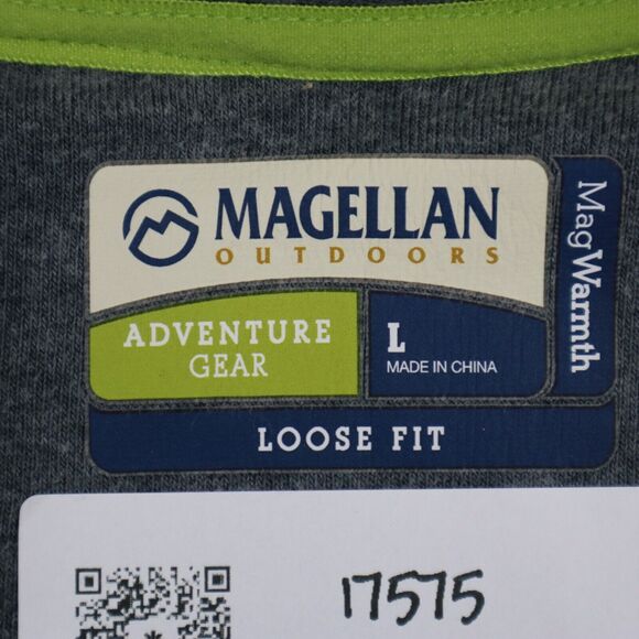 Magellan Outdoors Sweater Mens L Gray Loose Fit Long Sleeve Chest Zip Pullover - Picture 2 of 16